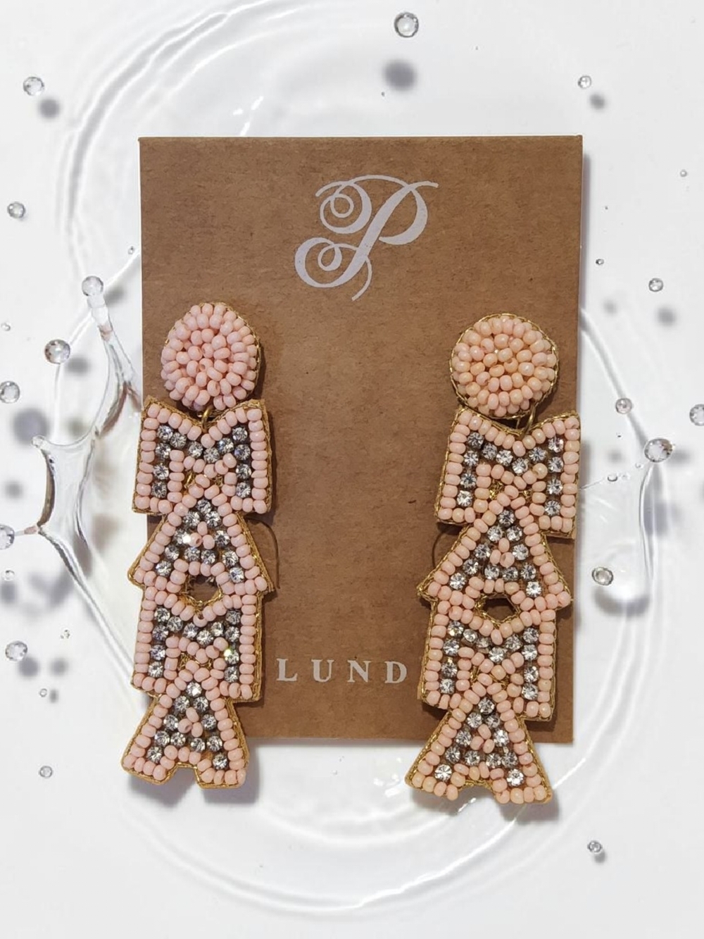10 / $10 Plunder Pink  Mama Beaded  Drop Earrings